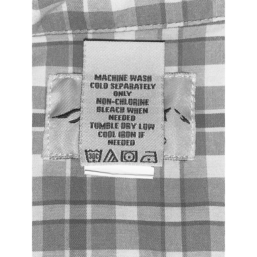 3XL Mens Short Sleeve Button Down Blue Mountain 100% Cotton Gray Checked Shirt - Picture 7 of 7